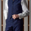 Cotton / Linen Blend Navy Blue Waistcoat (WC460)