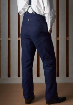 Cotton/Linen Blend Navy Blue Fishtail Back Trousers (TR460) -Urban Mode Shop 03 DARCY TEST11070 EDIT1
