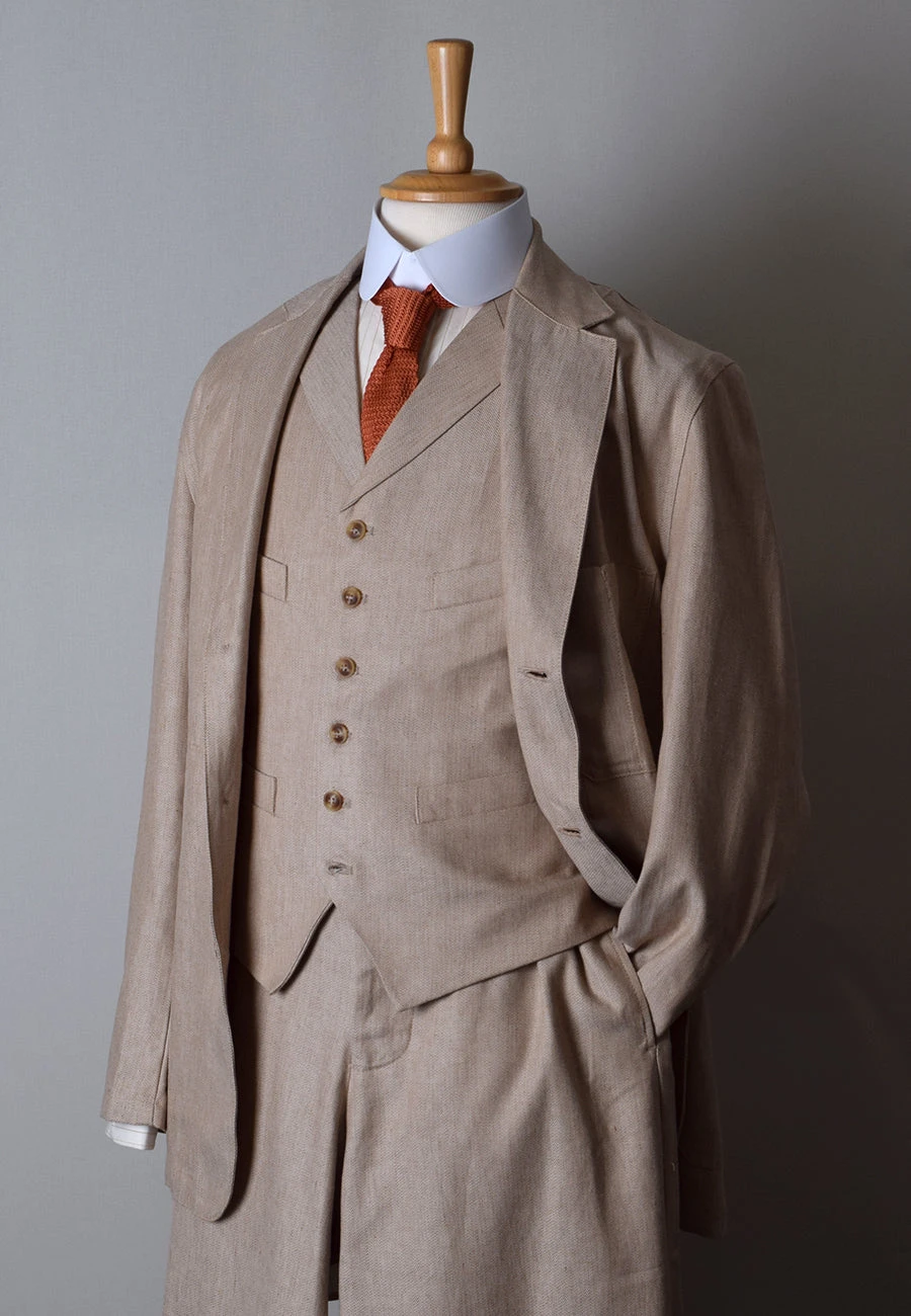 Cotton / Linen Blend Biscuit Coloured Waistcoat (WC450) 3 Cotton / Linen Blend Biscuit Coloured Waistcoat (WC450) - Image 3