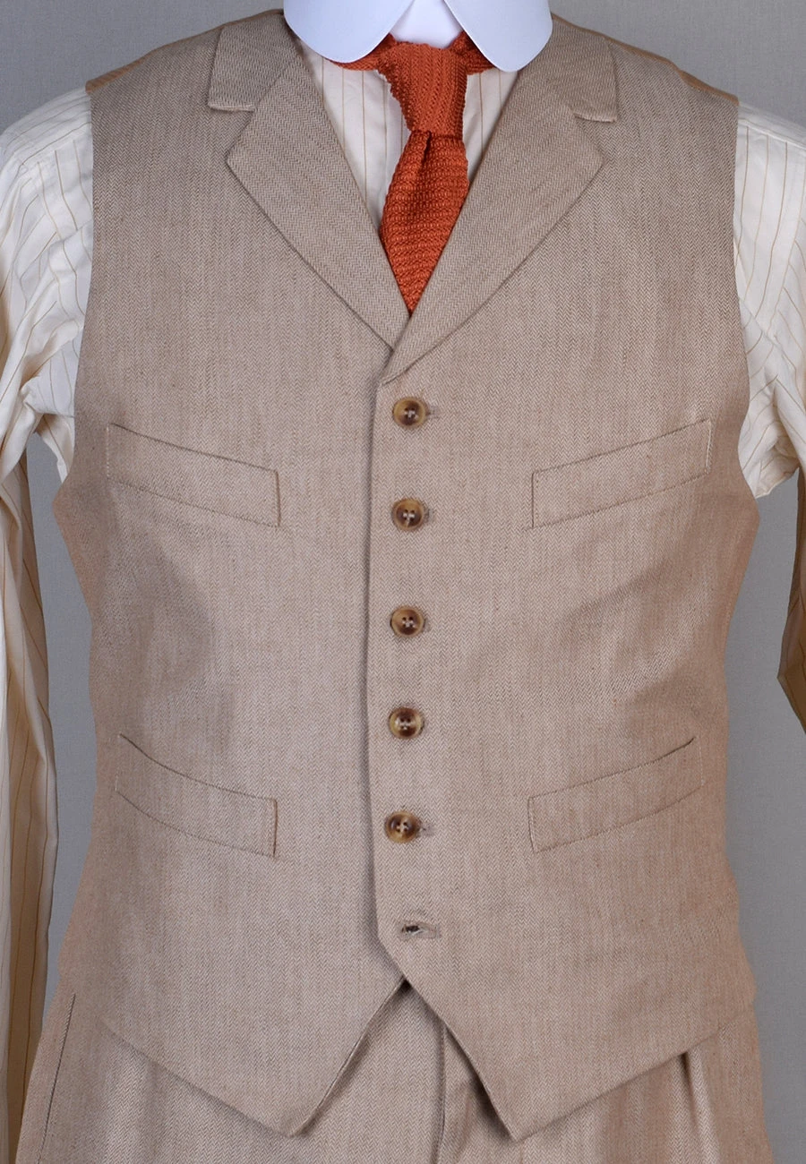 Cotton / Linen Blend Biscuit Coloured Waistcoat (WC450) 1 Cotton / Linen Blend Biscuit Coloured Waistcoat (WC450)