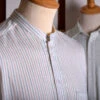 Neckband Or Collarless Green Brown Striped Workshirt (SH220NB)