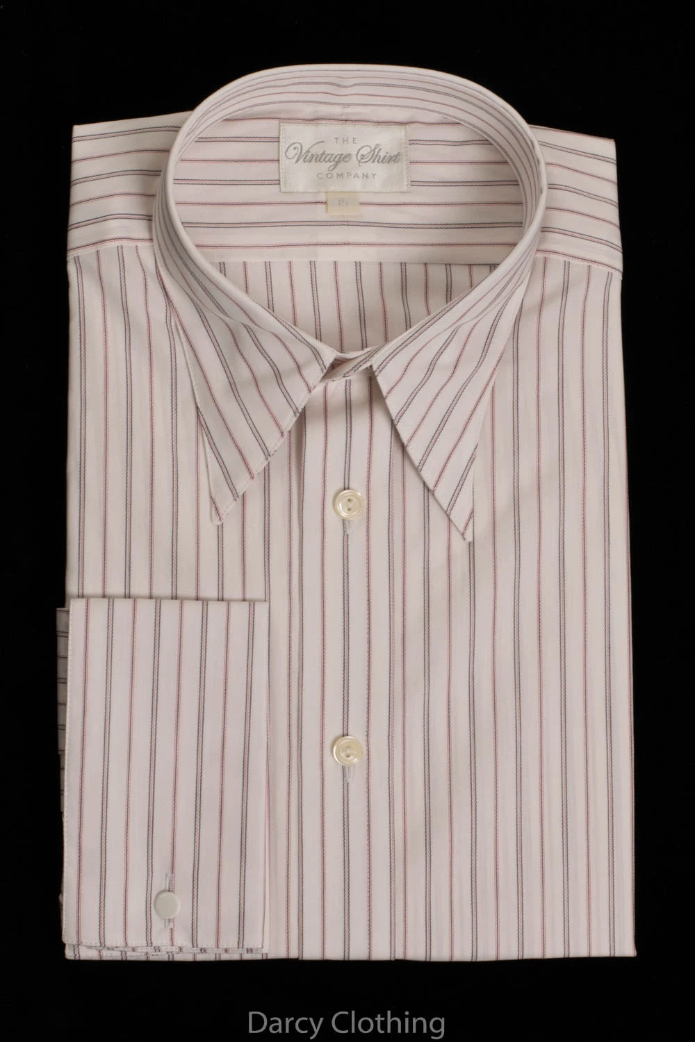 Replica Striped Fabric Spearpoint Collar Shirt | Permanent Stock (SH190R) - Colour 61 - Black, White & Pink Stripe 1 Replica Striped Fabric Spearpoint Collar Shirt | Permanent Stock (SH190R) - Colour 61 - Black, White & Pink Stripe