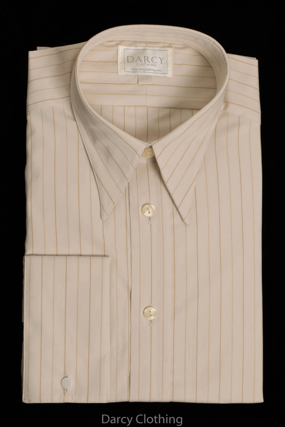Replica Striped Fabric Spearpoint Collar Shirt | Permanent Stock (SH190R) - Colour 63 - Cream & Gold Stripe 1 Replica Striped Fabric Spearpoint Collar Shirt | Permanent Stock (SH190R) - Colour 63 - Cream & Gold Stripe