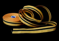 Gold Coloured Ribbed Braid With Green Stripe (BDGS022)