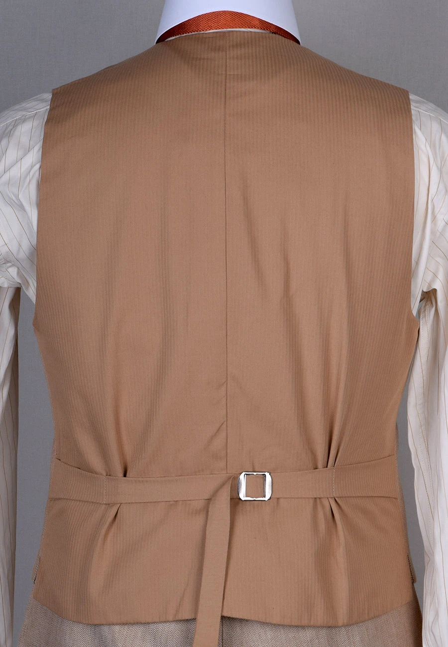 Cotton / Linen Blend Biscuit Coloured Waistcoat (WC450) 2 Cotton / Linen Blend Biscuit Coloured Waistcoat (WC450) - Image 2