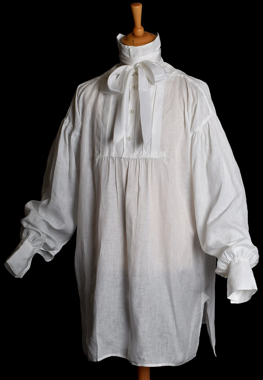 Linen Pleated Front Early Victorian Shirt (SH140) 2 Linen Pleated Front Early Victorian Shirt (SH140) - Image 2
