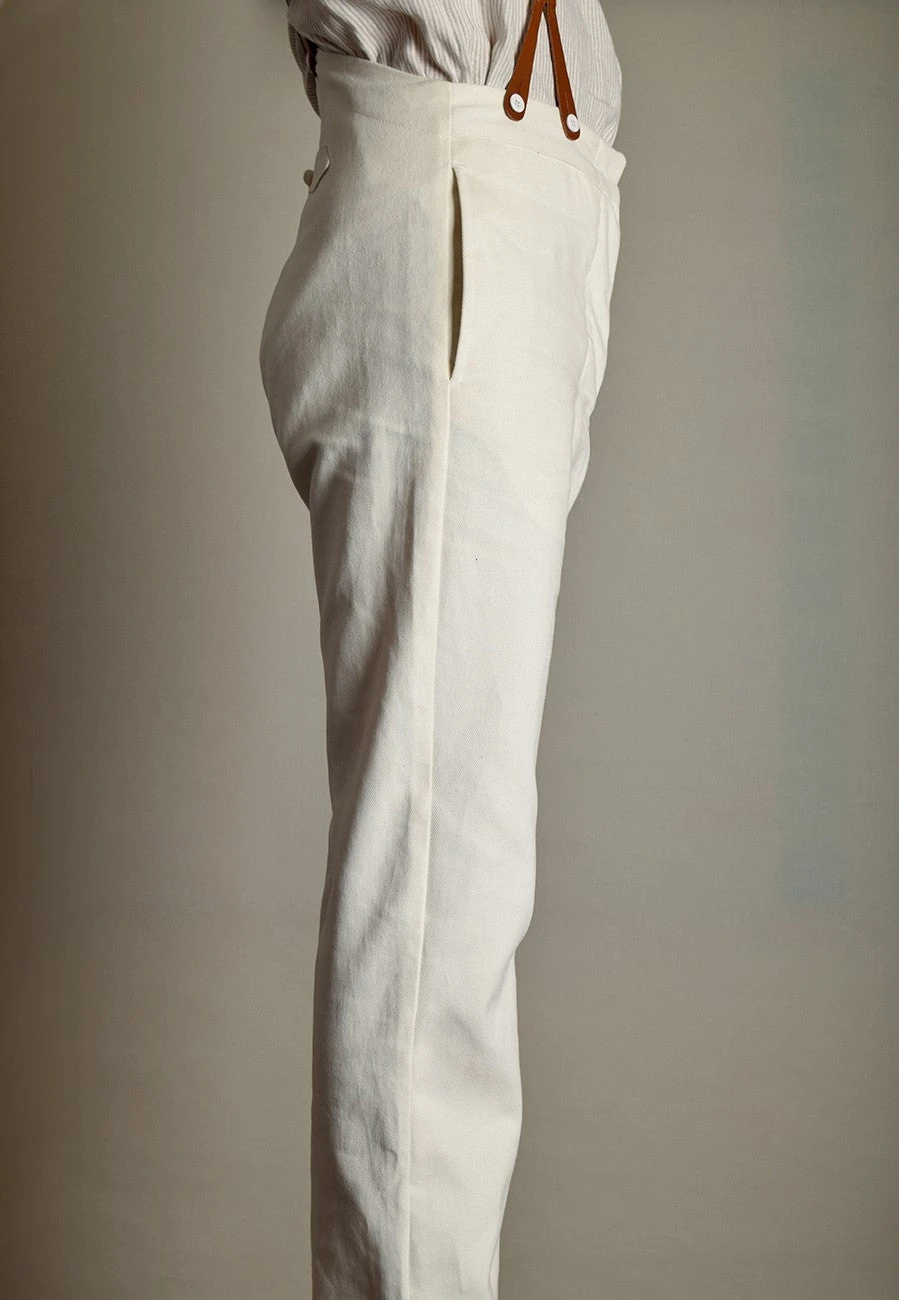 Dyeable White Cotton Drill Fishtail Back Trousers (TR105) 2 Dyeable White Cotton Drill Fishtail Back Trousers (TR105) - Image 2