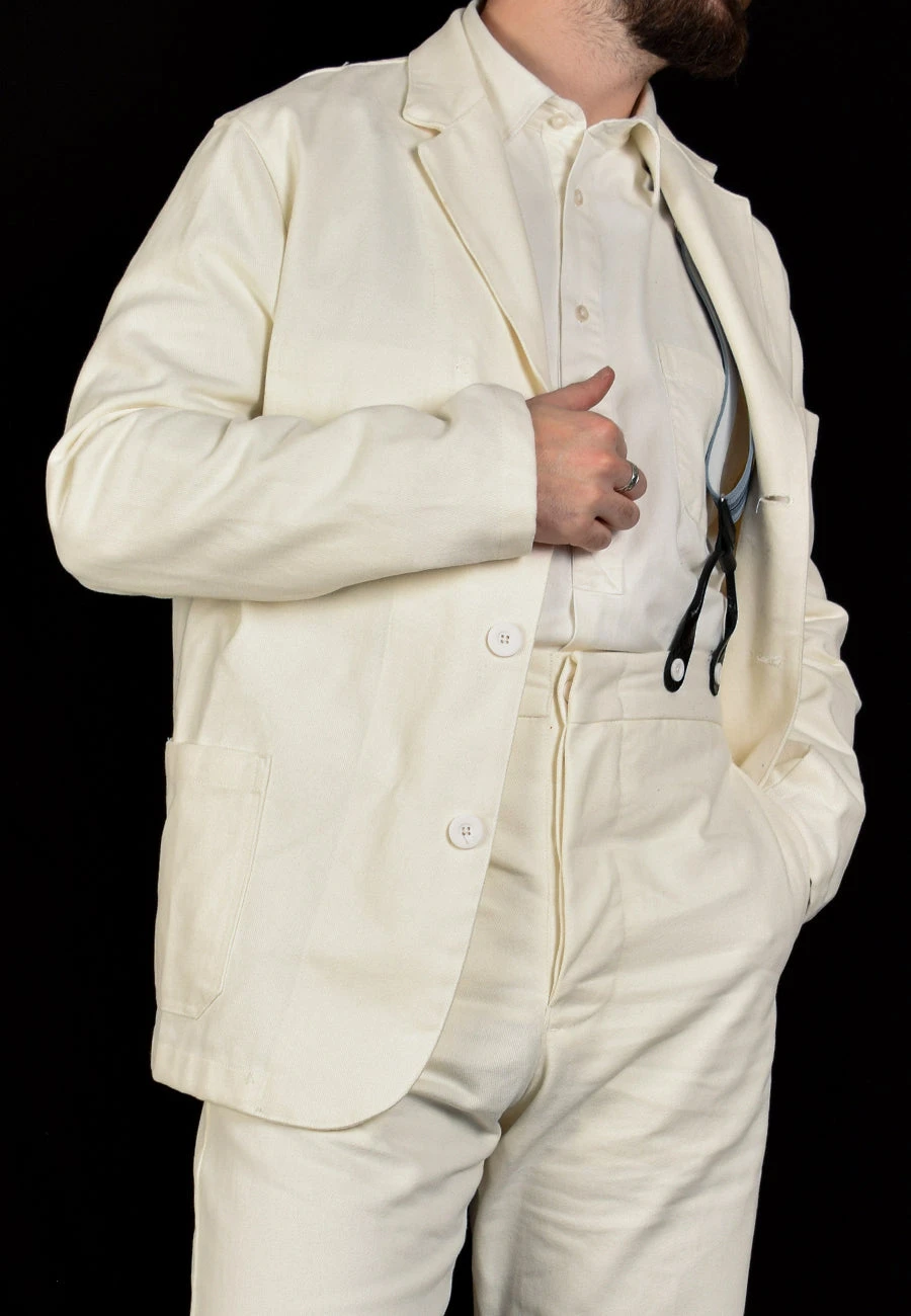 Dyeable White Cotton Drill Work Jacket (JA105) 2 Dyeable White Cotton Drill Work Jacket (JA105) - Image 2