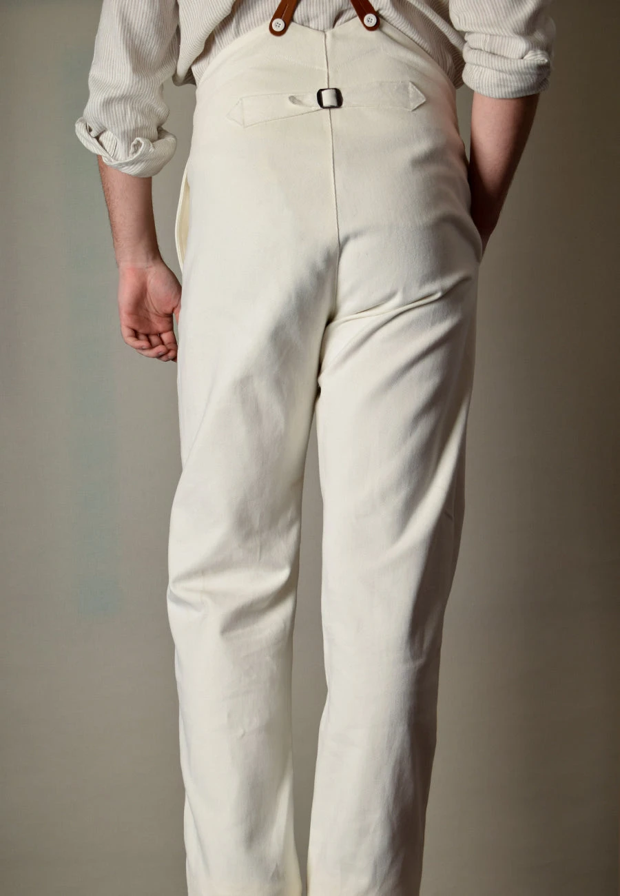 Dyeable White Cotton Drill Fishtail Back Trousers (TR105) 3 Dyeable White Cotton Drill Fishtail Back Trousers (TR105) - Image 3