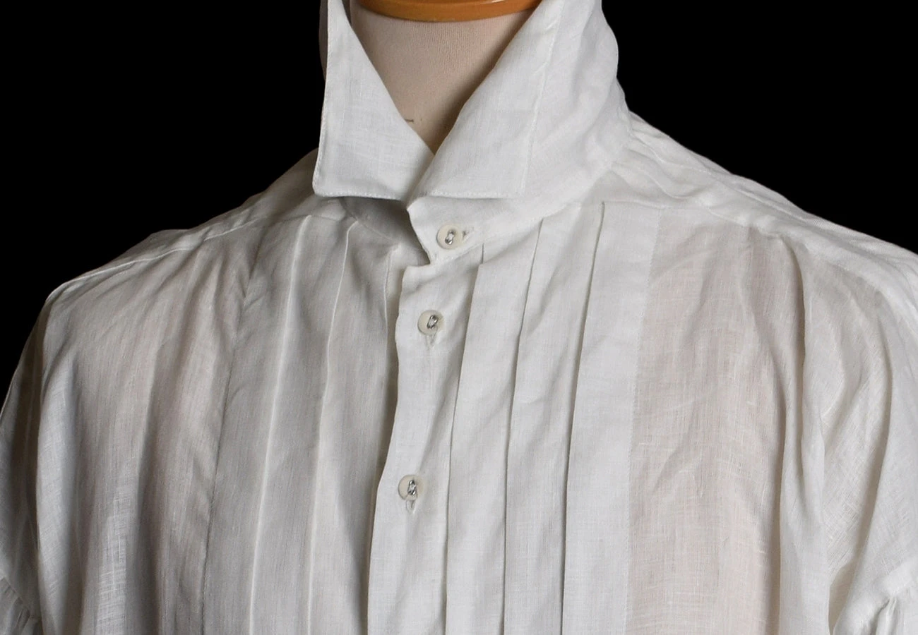 Linen Pleated Front Early Victorian Shirt (SH140) 4 Linen Pleated Front Early Victorian Shirt (SH140) - Image 4