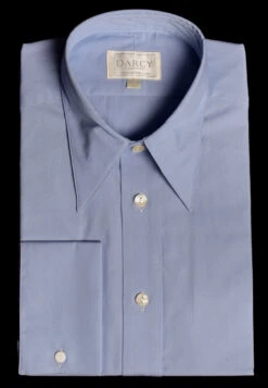 Plain Coloured Spearpoint Collar Shirt | Early C20th (SH190P) - Double Cuff -Urban Mode Shop Airforceblue