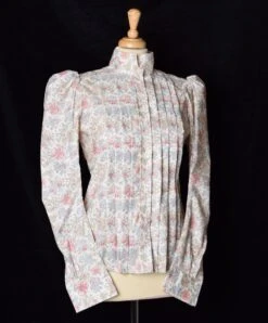 Liberty Print Fabric Ladies Victorian Blouse (BL002) -Urban Mode Shop BL002 PastelFloralGardens