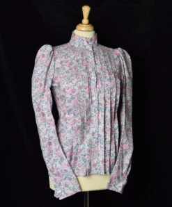 Liberty Print Fabric Ladies Victorian Blouse (BL002) -Urban Mode Shop BL002 PinkGreyElysian