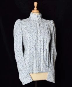 Liberty Print Fabric Ladies Victorian Blouse (BL002) -Urban Mode Shop BL002 Blue Jubilee Floral