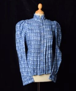 Liberty Print Fabric Ladies Victorian Blouse (BL002) -Urban Mode Shop BL002 Liberty Blouse Blue Art Nouveau