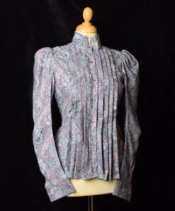 Liberty Print Fabric Ladies Victorian Blouse (BL002) -Urban Mode Shop BL002 Liberty Blouse Purple Paisley