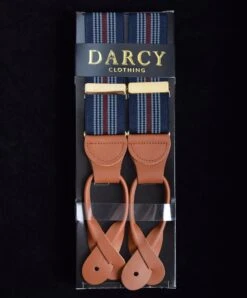 Striped Tan/Brown Runner End Button-On Braces (BR717) -Urban Mode Shop BR717NavyMaroon