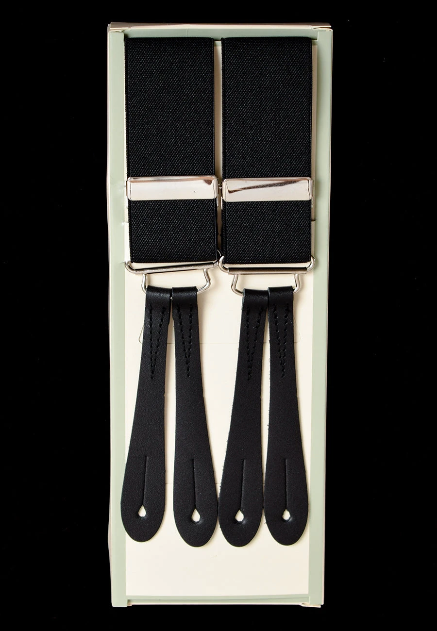 Plain Coloured Button-on Braces With Stamped Leather Ends (BR700) 3 Plain Coloured Button-on Braces With Stamped Leather Ends (BR700) - Image 3