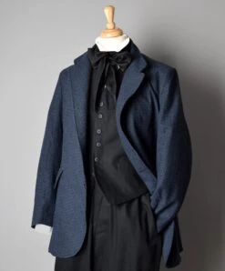 Navy Basketweave Late Victorian Coat (JA1880-505)