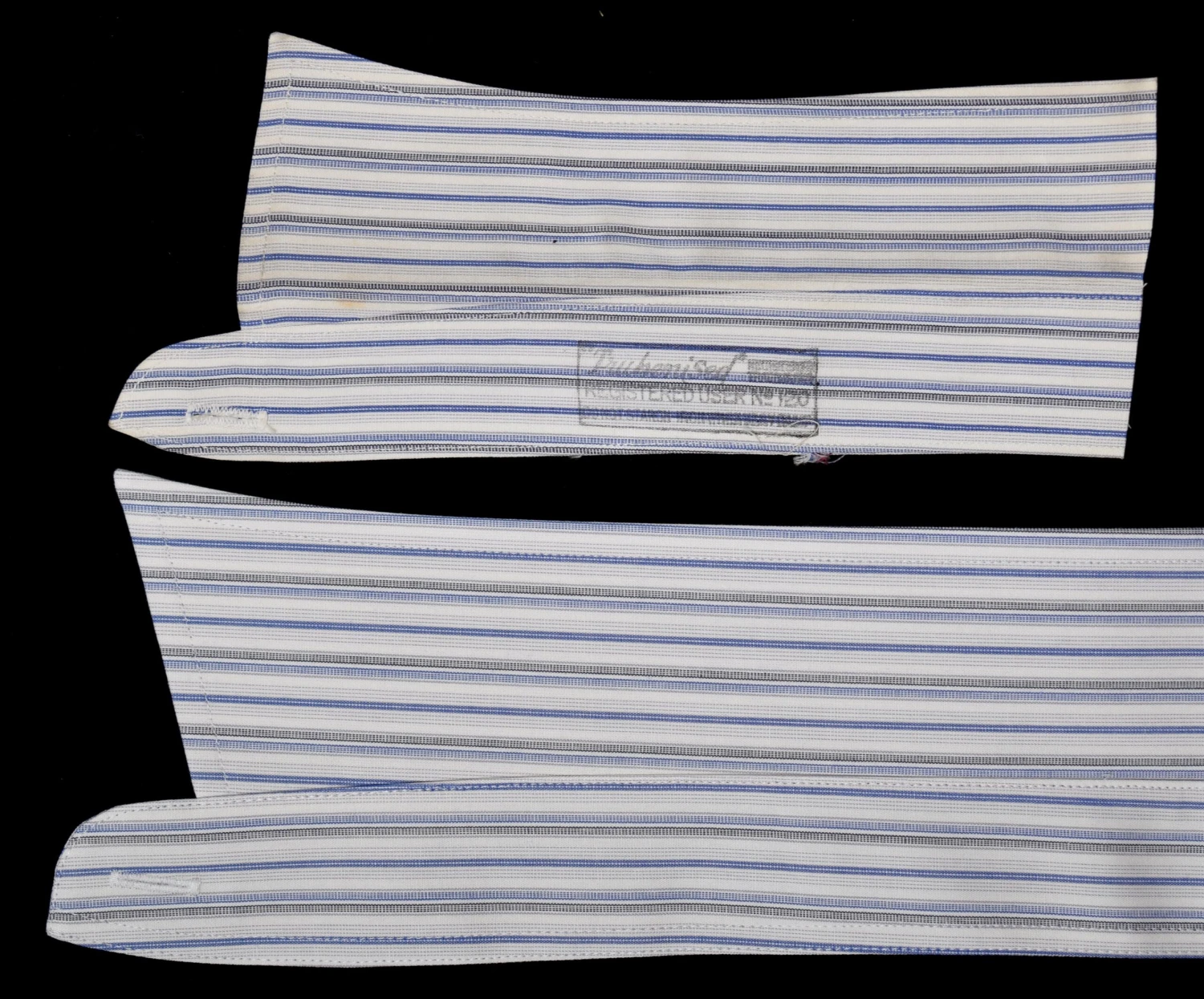 Replica Striped Fabric Neckband Tunic Shirt With Separate Collar (SH185) - Colour 79 - Blue Broken Stripe 2 Replica Striped Fabric Neckband Tunic Shirt With Separate Collar (SH185) - Colour 79 - Blue Broken Stripe - Image 2