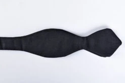 Narrow Black Silk Satin Pointed End Bow Tie - Self Tie (CR546S)