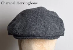 Traditional Flat Cap (HA150) -Urban Mode Shop CharcoalHerringbone2 HA150