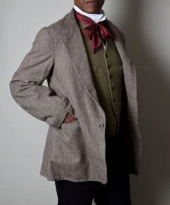 Coffee Herringbone Late Victorian Coat (JA1880-504) 11 Coffee Herringbone Late Victorian Coat (JA1880-504) -Urban Mode Shop Coffee Herringbone Late Victorian Coat JA1880 504 Front 3