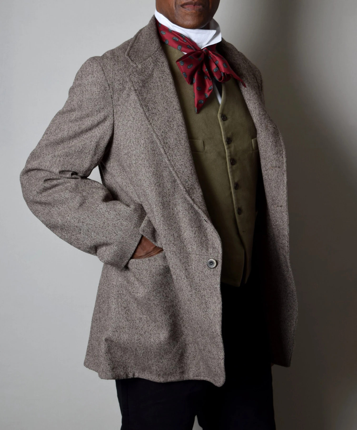 Coffee Herringbone Late Victorian Coat (JA1880-504) 6 Coffee Herringbone Late Victorian Coat (JA1880-504) - Image 6