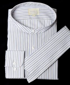 Replica Striped Fabric Neckband Tunic Shirt With Separate Collar (SH185) - Colour 79 - Blue Broken Stripe