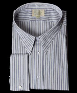 Replica Striped Fabric Spearpoint Collar Shirt | Permanent Stock (SH190R) - Colour 79 - Blue Broken Stripe