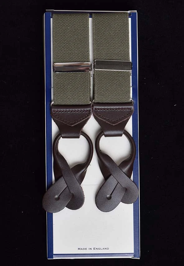 Plain Coloured Button-On Braces With Leather Runner Ends(BR715) 3 Plain Coloured Button-On Braces With Leather Runner Ends(BR715) - Image 3