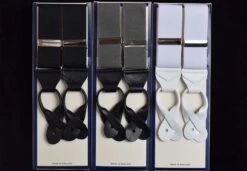 Plain Coloured Button-On Braces With Leather Runner Ends(BR715)