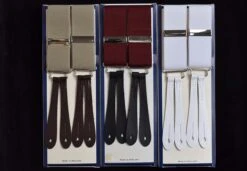 Plain Coloured Button-on Braces With Stamped Leather Ends (BR700)