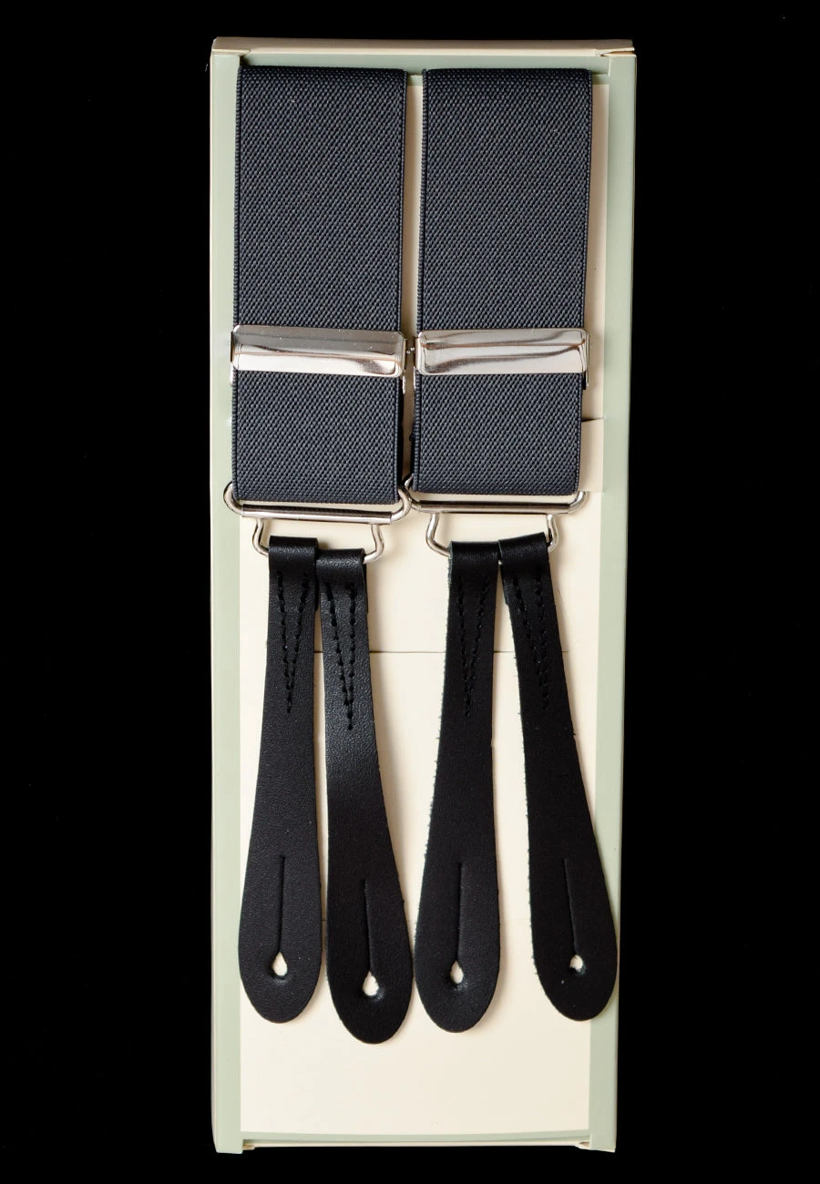 Plain Coloured Button-on Braces With Stamped Leather Ends (BR700) 6 Plain Coloured Button-on Braces With Stamped Leather Ends (BR700) - Image 6