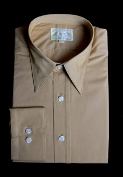 Reduced Plain Coloured Spearpoint Collar Shirt | Early C20th (SH190PRS) - Single Cuff - VERY Dark Ivory