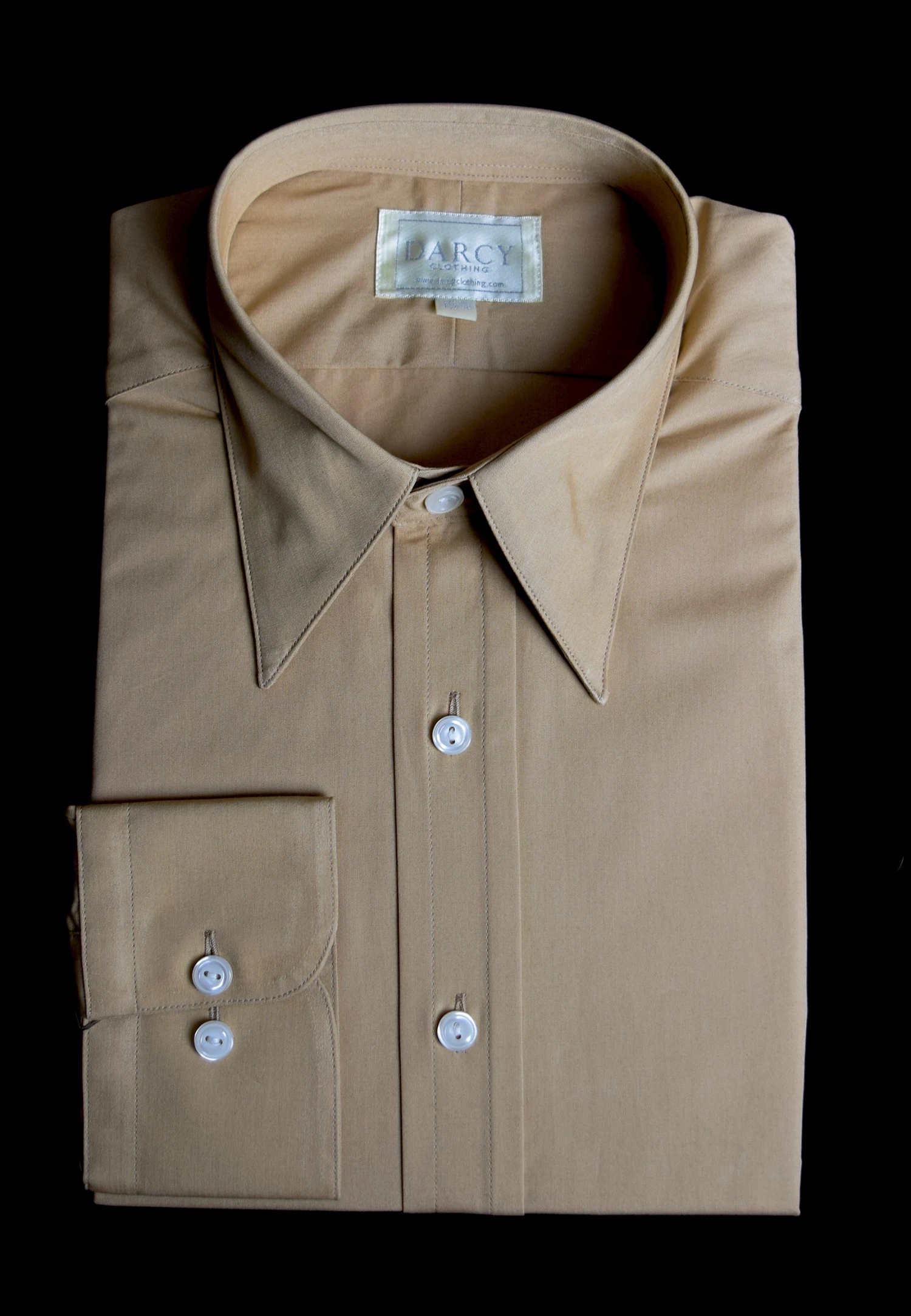 Reduced Plain Coloured Spearpoint Collar Shirt | Early C20th (SH190PRS) - Single Cuff - VERY Dark Ivory 1 Reduced Plain Coloured Spearpoint Collar Shirt | Early C20th (SH190PRS) - Single Cuff - VERY Dark Ivory