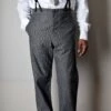 Grey Brushed Cotton Herringbone Fishtail Back Trousers (TR300)