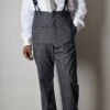 Charcoal Textured Weave Fishtail Back Trousers (TR360)