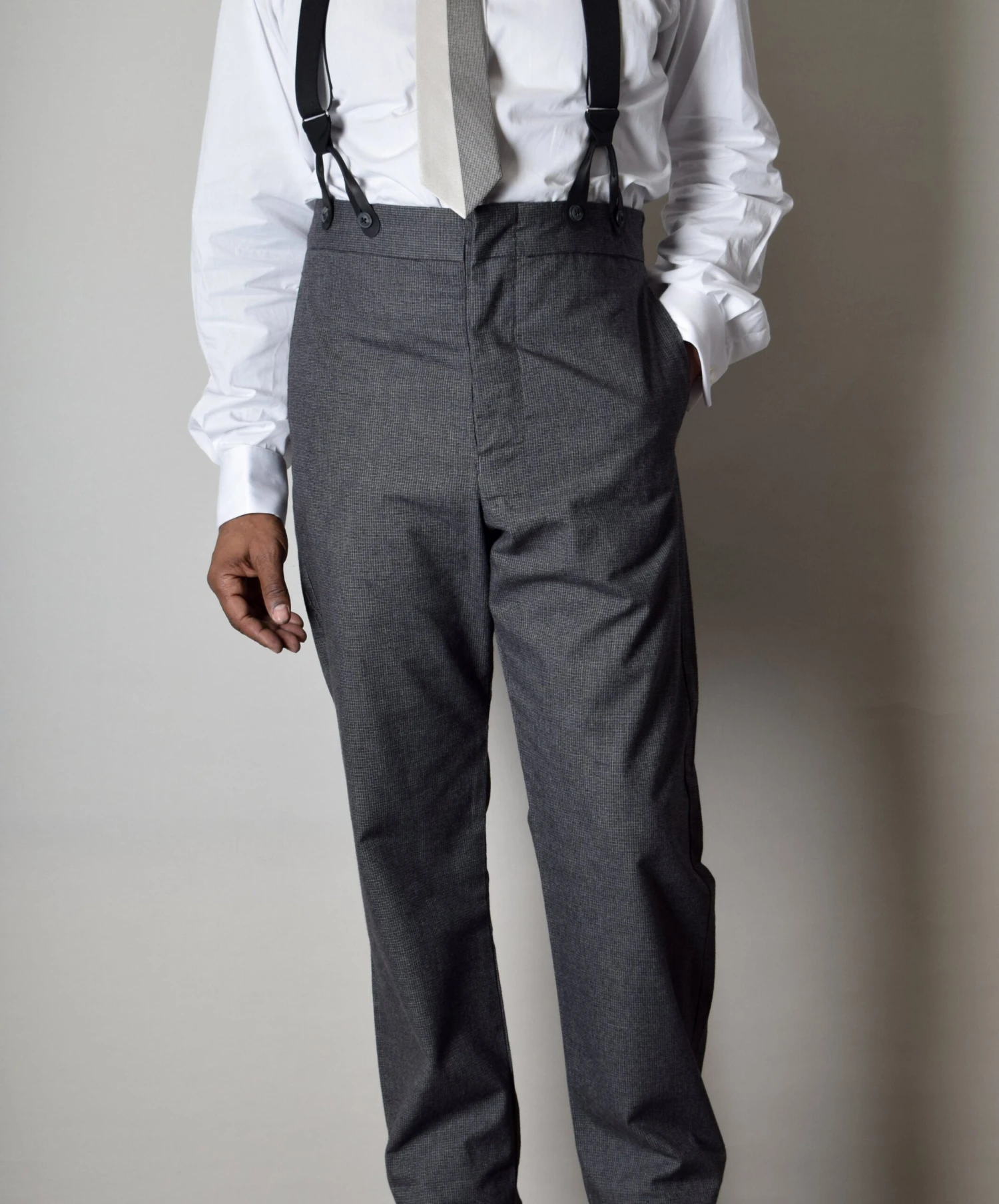 Charcoal Textured Weave Fishtail Back Trousers (TR360) 1 Charcoal Textured Weave Fishtail Back Trousers (TR360)