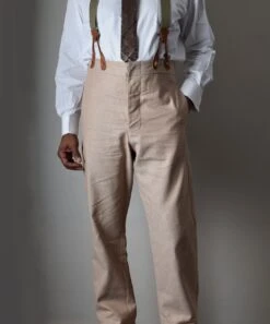 Cotton/Linen Biscuit Fishtail Back Trousers (TR450)