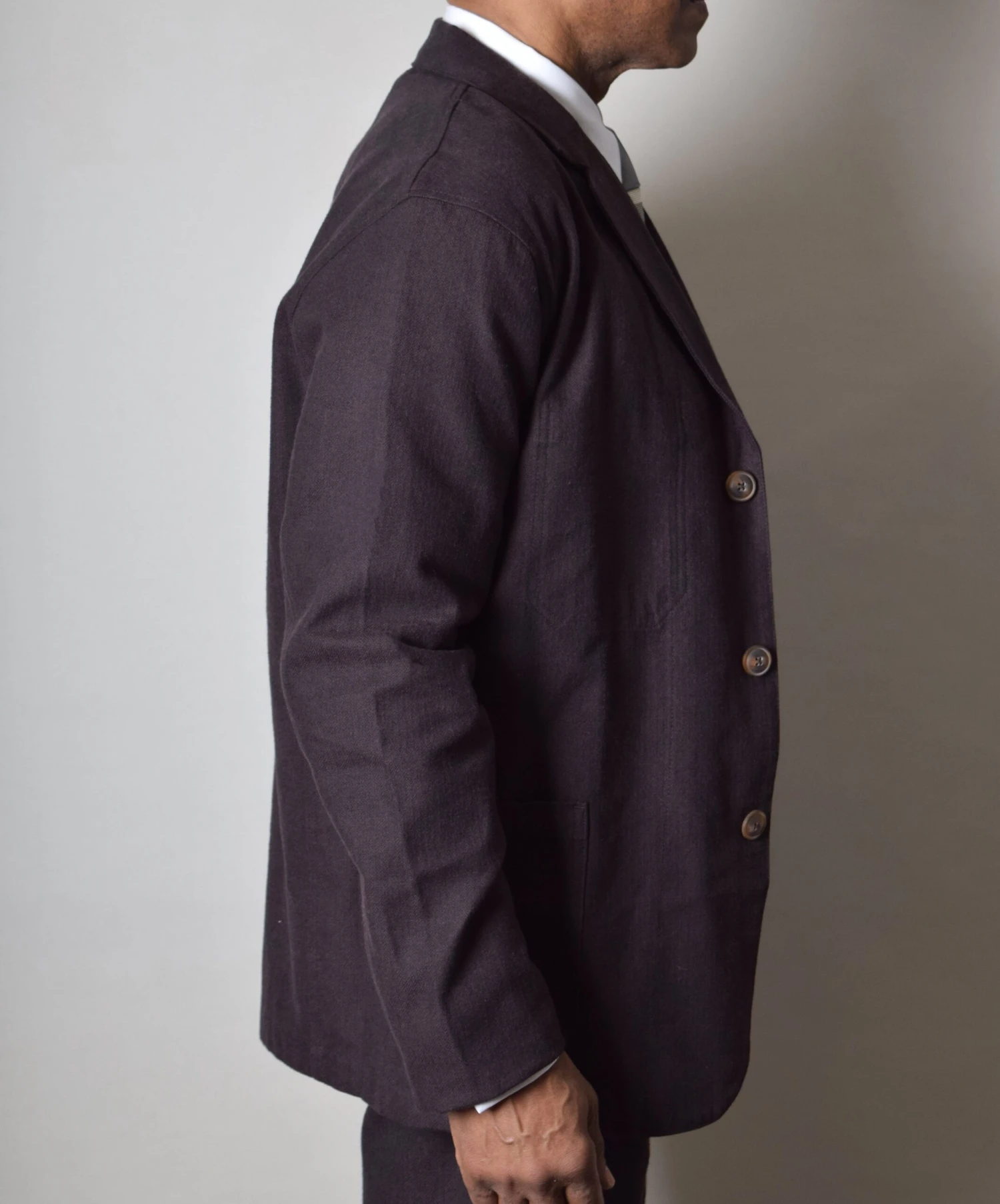 Dark Brown Herringbone Jacket (JA420) 2 Dark Brown Herringbone Jacket (JA420) - Image 2