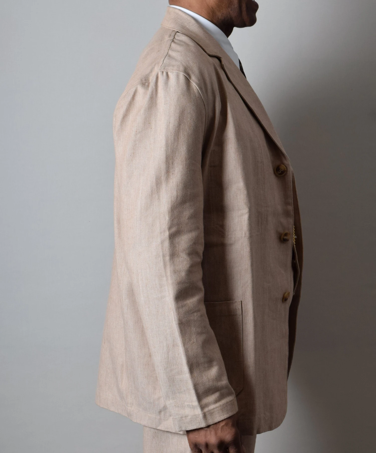 Cotton/Linen Blend Biscuit Coloured Jacket - Shorter Sleeve (JA450-S) 2 Cotton/Linen Blend Biscuit Coloured Jacket - Shorter Sleeve (JA450-S) - Image 2