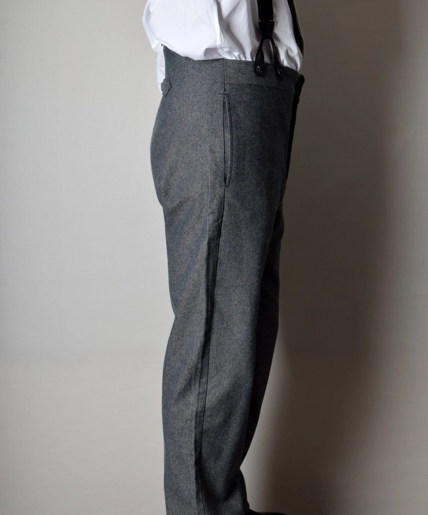 Grey Brushed Cotton Herringbone Fishtail Back Trousers (TR300) 2 Grey Brushed Cotton Herringbone Fishtail Back Trousers (TR300) - Image 2