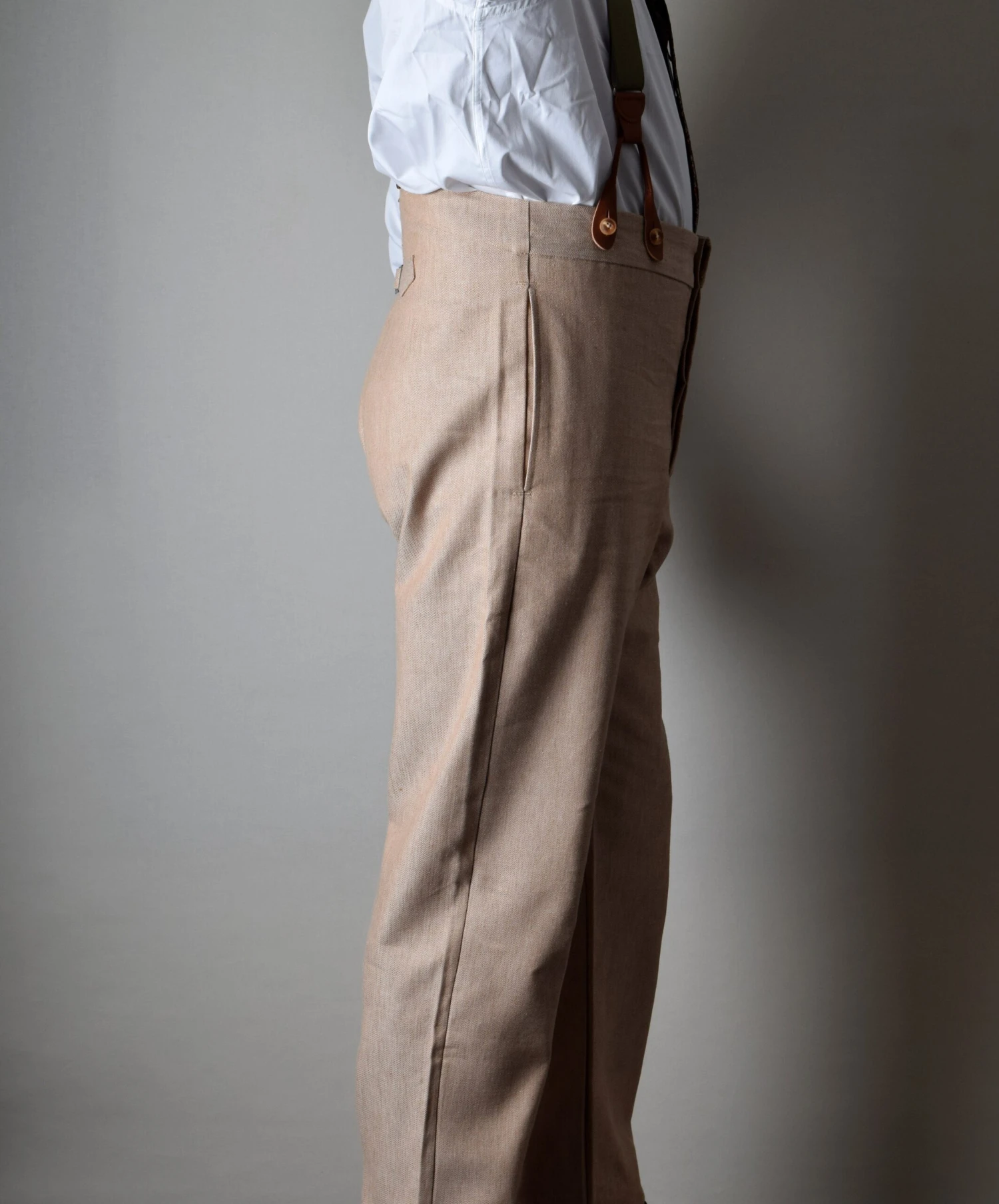 Cotton/Linen Biscuit Fishtail Back Trousers (TR450) 2 Cotton/Linen Biscuit Fishtail Back Trousers (TR450) - Image 2