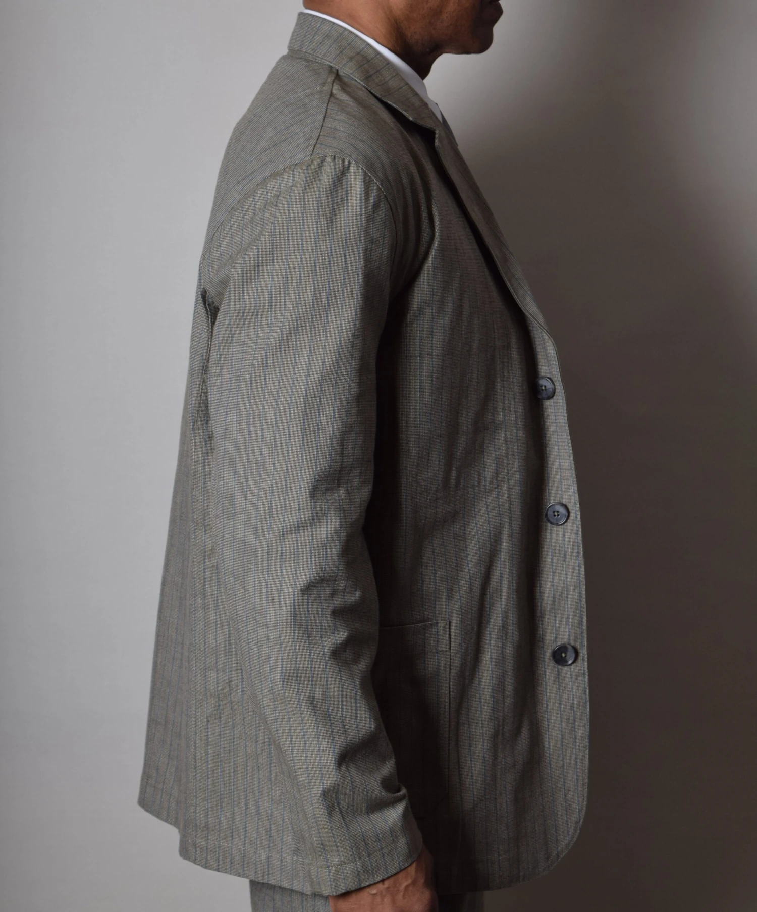 Olive/Blue Stripe Jacket (JA305) 2 Olive/Blue Stripe Jacket (JA305) - Image 2