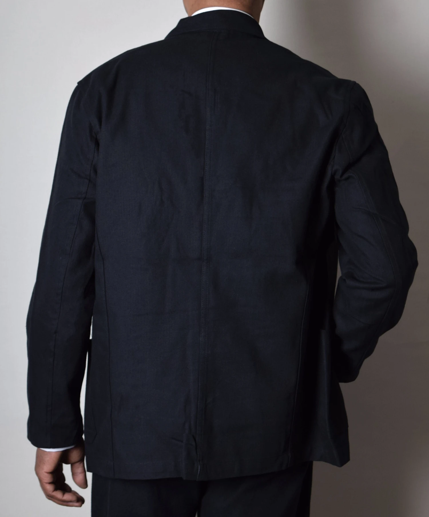 Ebony Black Brushed Cotton Herringbone Jacket (JA350) 3 Ebony Black Brushed Cotton Herringbone Jacket (JA350) - Image 3