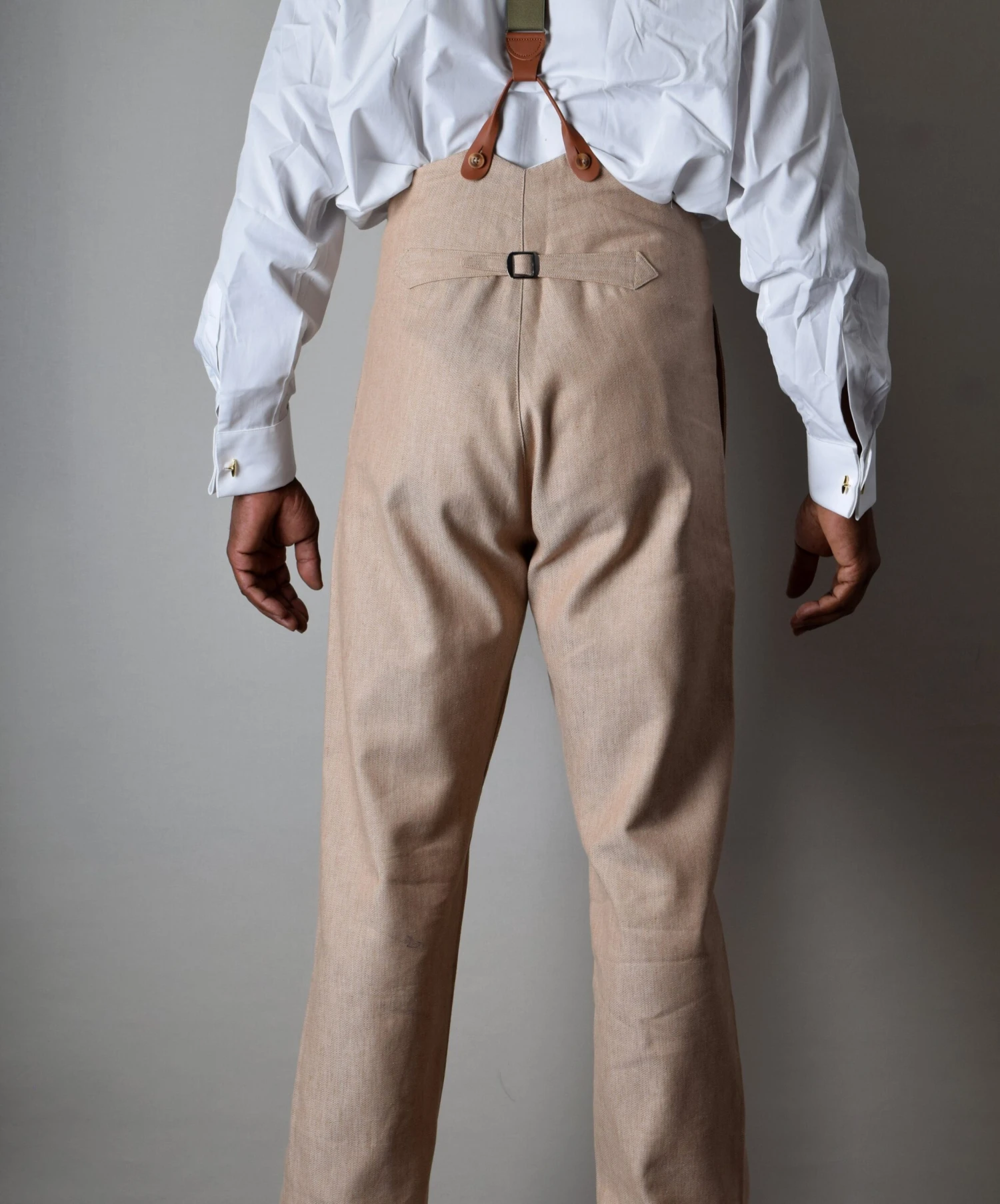 Cotton/Linen Biscuit Fishtail Back Trousers (TR450) 3 Cotton/Linen Biscuit Fishtail Back Trousers (TR450) - Image 3