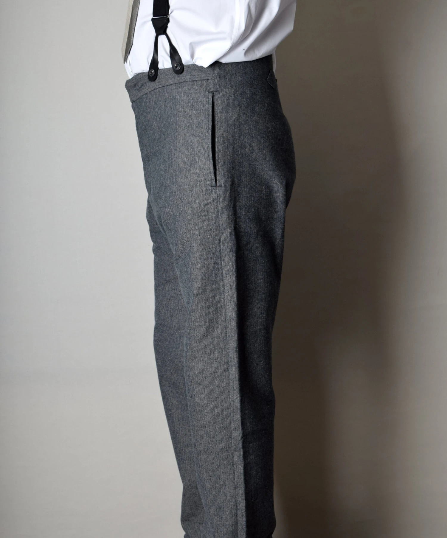 Grey Brushed Cotton Herringbone Fishtail Back Trousers (TR300) 4 Grey Brushed Cotton Herringbone Fishtail Back Trousers (TR300) - Image 4