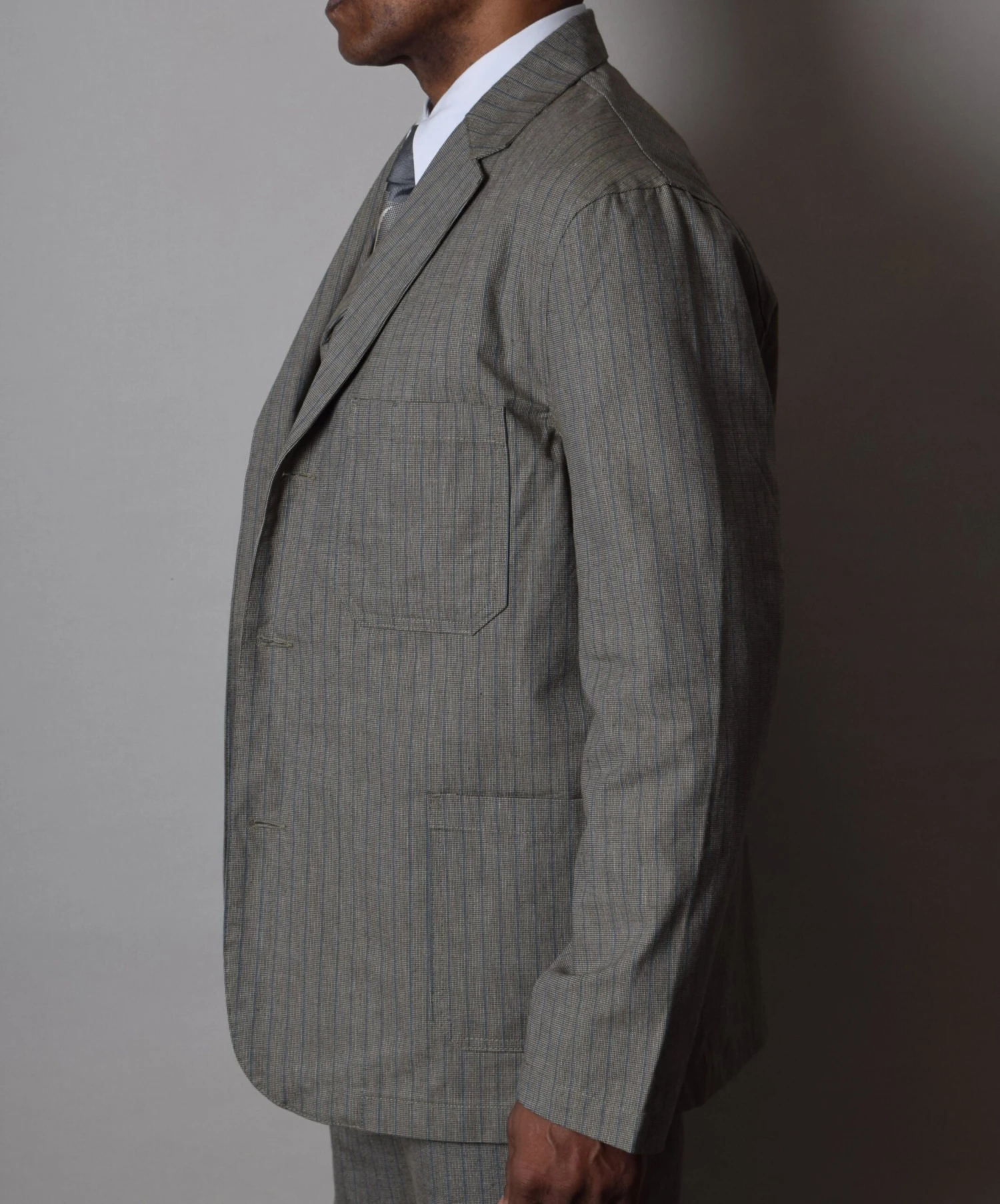 Olive/Blue Stripe Jacket (JA305) 4 Olive/Blue Stripe Jacket (JA305) - Image 4