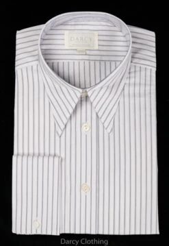 Replica Striped Fabric Spearpoint Collar Shirt | Permanent Stock (SH190R) - Colour 74 - Blue/Grey Stripe